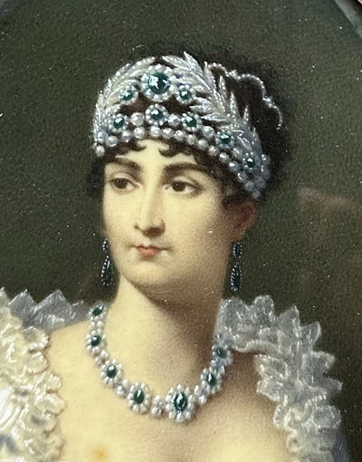 Tableau Ancien Miniature Portrait Impératrice Joséphine Sacre Napoléon Peinture