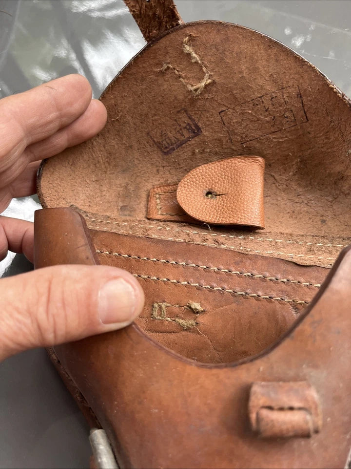 Etui Holster En Cuir Rigide Pour Luger P08 ( P 08 ) Brun Brown Ww2
