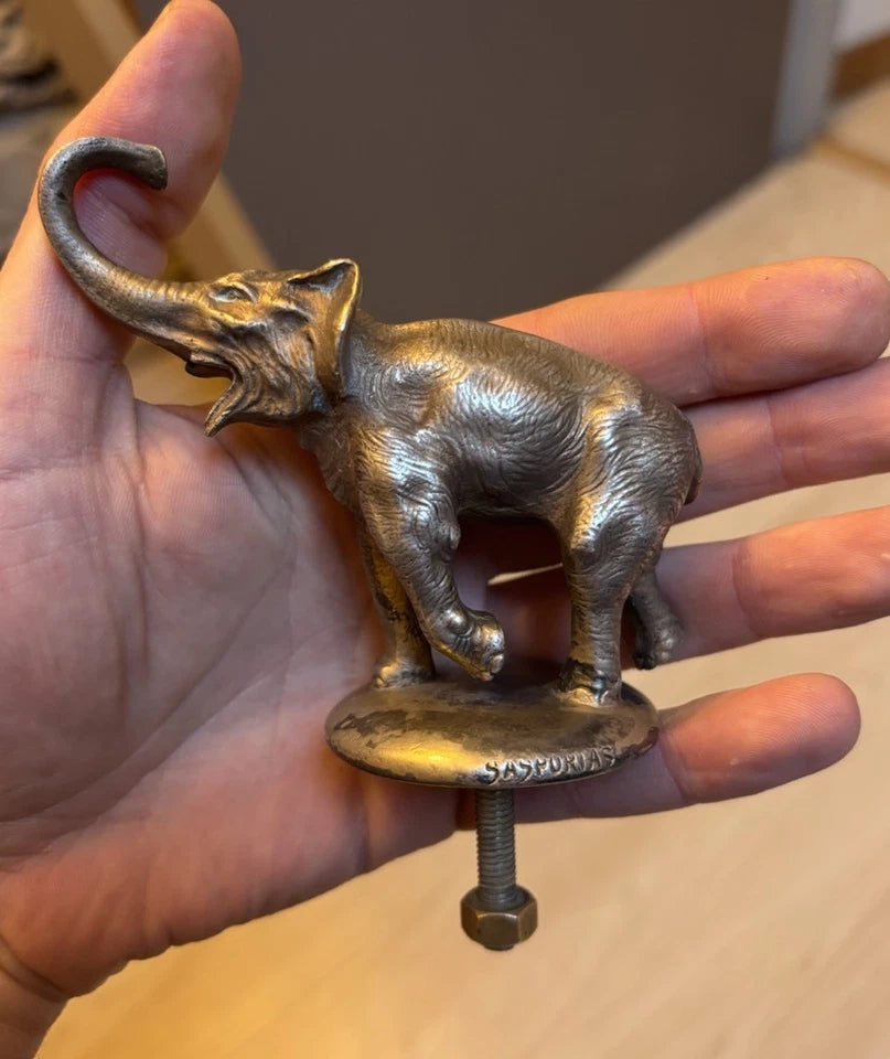 Ancienne Mascotte Automobile Bronze Elephant Bouchon Radiateur Mascote Auto