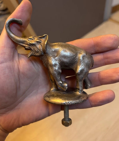 Ancienne Mascotte Automobile Bronze Elephant Bouchon Radiateur Mascote Auto