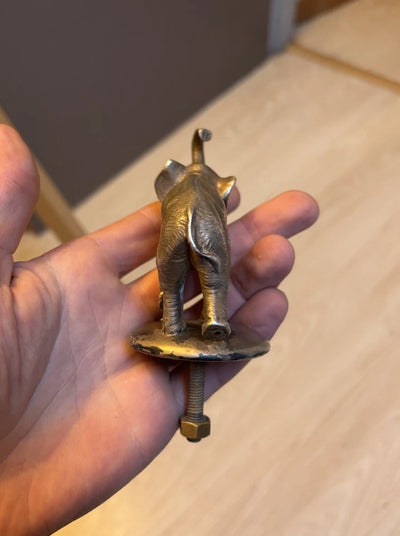 Ancienne Mascotte Automobile Bronze Elephant Bouchon Radiateur Mascote Auto