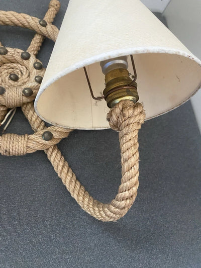 Audoux Minet Ancienne Paire D’appliques En Corde Barre Bateau Marine
