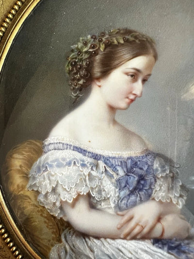 ERNEST GIRARD 1854 Exceptionnel Portrait Miniature Marie Sophie De Saint Priest