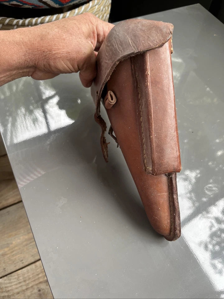 Etui Holster En Cuir Rigide Pour Luger P08 ( P 08 ) Brun Brown Ww2