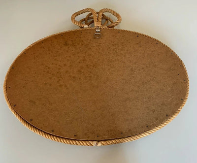 Grand Miroir Ancien ovale en corde Audoux & Minet 1950
