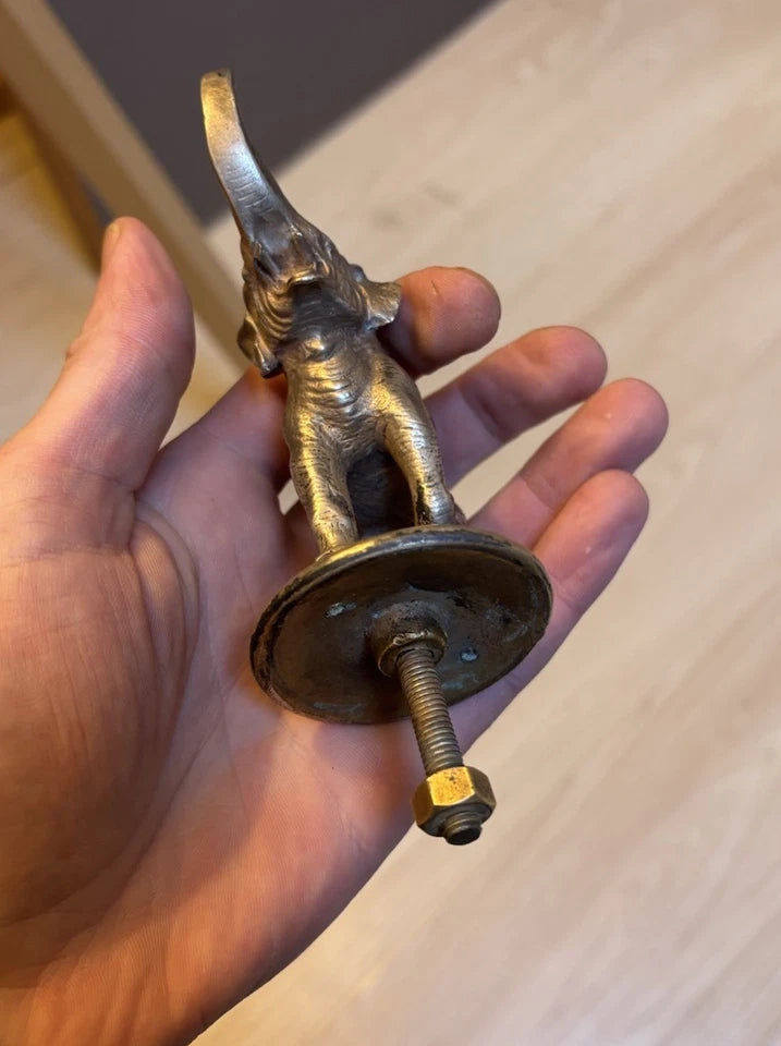 Ancienne Mascotte Automobile Bronze Elephant Bouchon Radiateur Mascote Auto