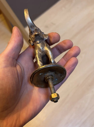 Ancienne Mascotte Automobile Bronze Elephant Bouchon Radiateur Mascote Auto
