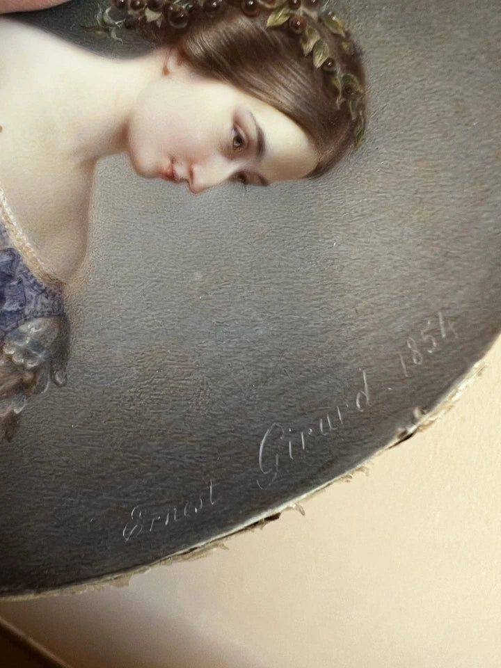 ERNEST GIRARD 1854 Exceptionnel Portrait Miniature Marie Sophie De Saint Priest