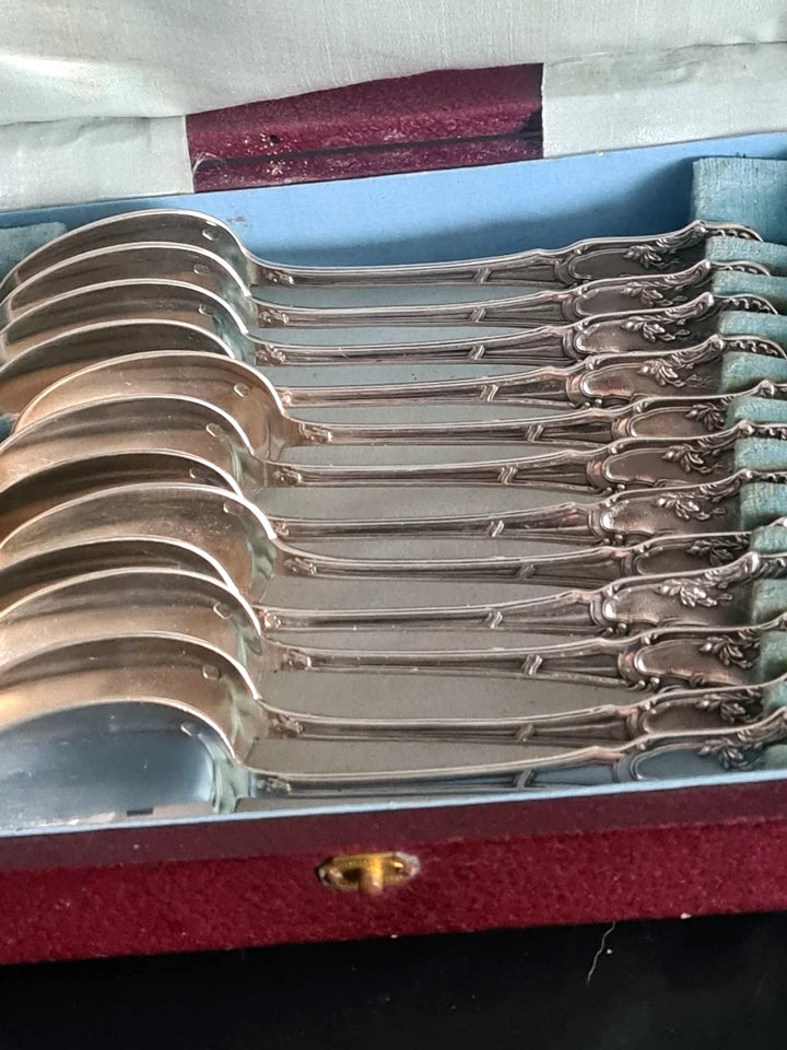 Ensemble De 12 Cuillères À Café En Argent Massif De L'Orfèvre Henri Soufflot