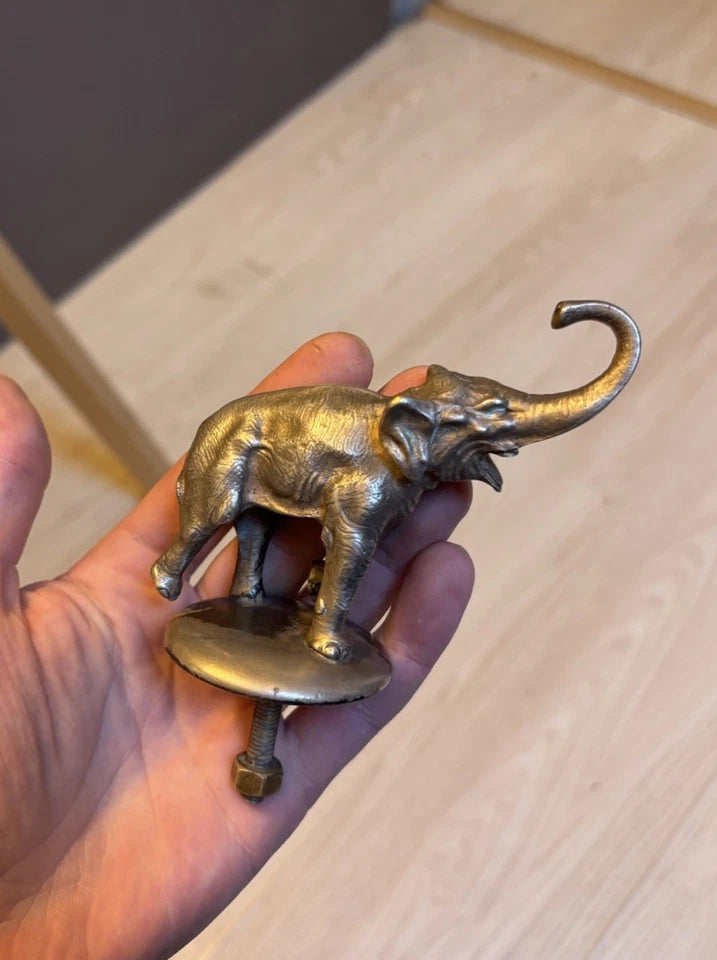 Ancienne Mascotte Automobile Bronze Elephant Bouchon Radiateur Mascote Auto