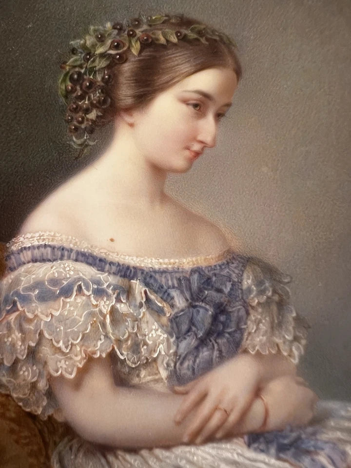 ERNEST GIRARD 1854 Exceptionnel Portrait Miniature Marie Sophie De Saint Priest