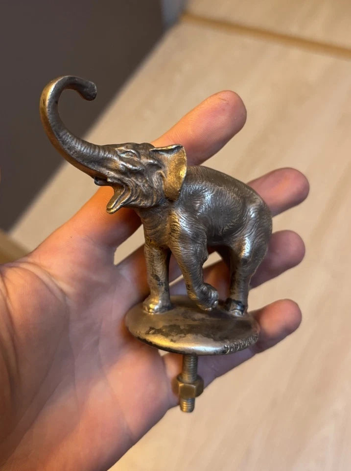 Ancienne Mascotte Automobile Bronze Elephant Bouchon Radiateur Mascote Auto