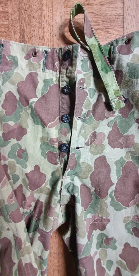 Ensemble HBT US veste + pant. réversible camouflé USMC Armée française Indochine