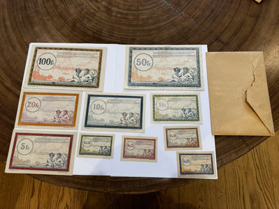 Lot Billets Bon Pour Régie Des Chemin De Fer Des Territoires Occupés Ancien
