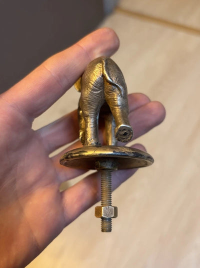 Ancienne Mascotte Automobile Bronze Elephant Bouchon Radiateur Mascote Auto