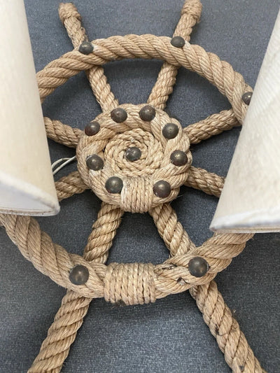 Audoux Minet Ancienne Paire D’appliques En Corde Barre Bateau Marine